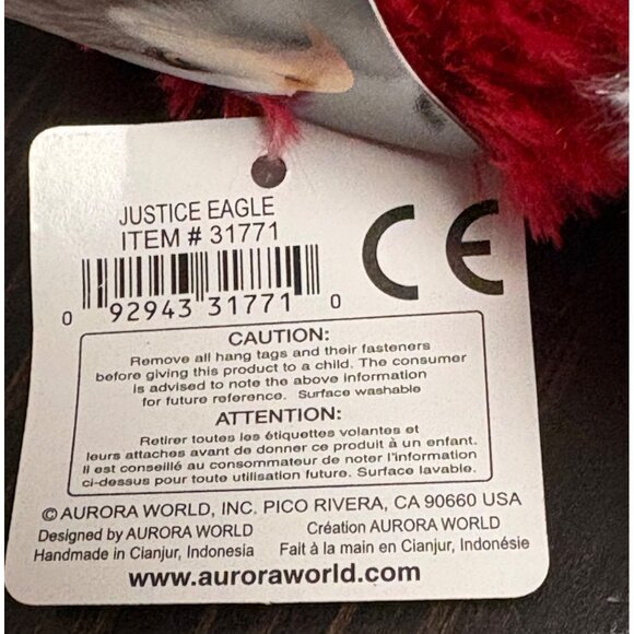 Aurora World Plush Justice Eagle 9" Red White & Blue Plush Stuffed Patriotic - Picture 5 of 6